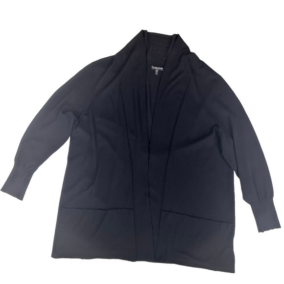 Eileen Fisher black 💯% wool open front cardigan sweater pockets 3X plus size - Picture 12 of 16